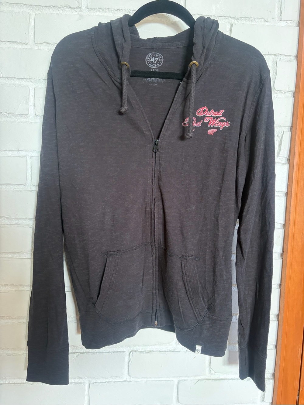 ‘47 Brand Black Detroit Red Wings Zip-Up Hoodie